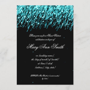 Invitation Turquoise d'étoiles filantes de partie de sweet
