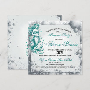 Invitation turquoise du Parti de la sirène