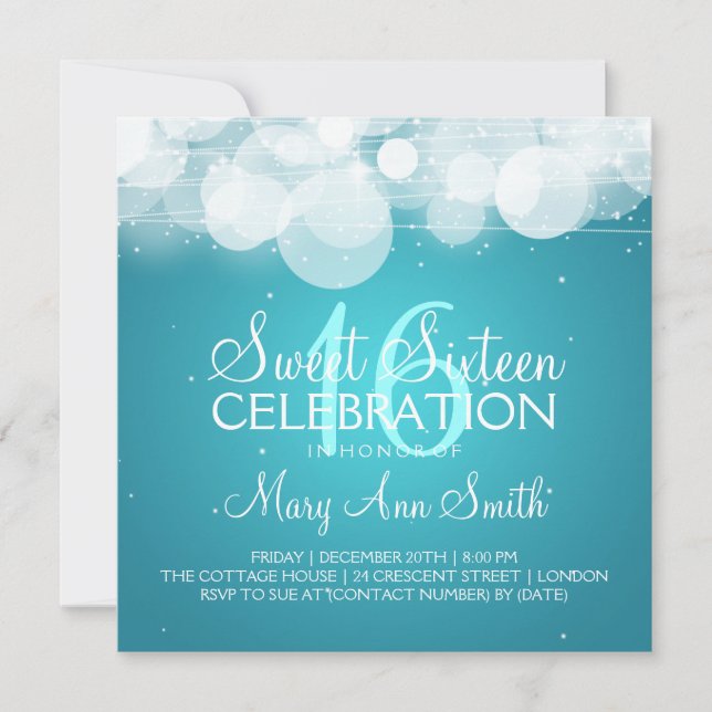 Invitation Turquoise du Sweet sixteen (Devant)
