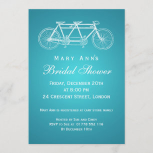 Invitation Turquoise du vélo Tandem simple Fête de l'mariée