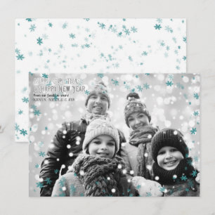 Invitation Turquoise et blanche Fluiges d'hiver froid Photo d