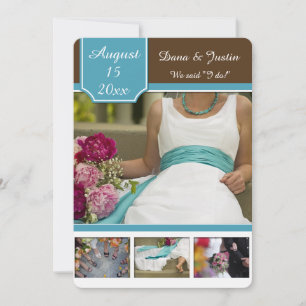 Invitation Turquoise et Brown de l'époque, un Mariage de phot