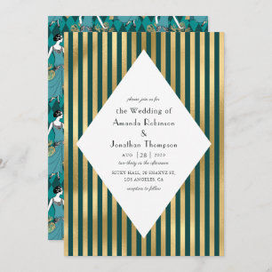 Invitation Turquoise et Gold Paris Art déco Mariage