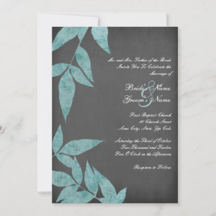 Invitation Turquoise et gris Feuille Vintage Wedding Invitati