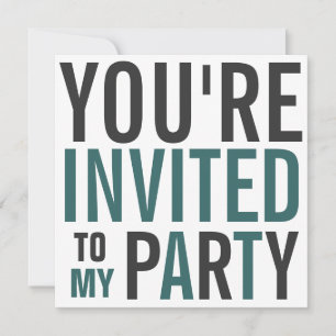 Invitation Turquoise et gris Mood Texte Anniversaire