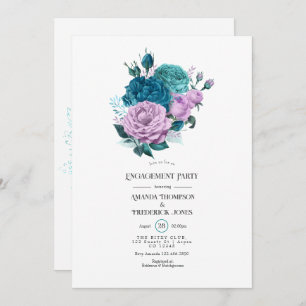 Invitation Turquoise et Lavender Floral Engagement Party