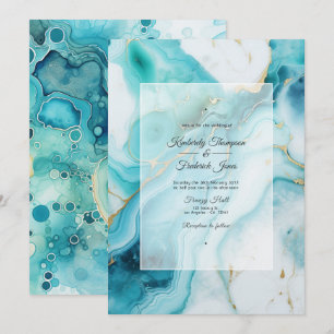Invitation Turquoise et Patina Agate Mariage