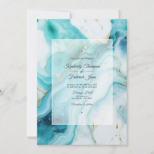Invitation Turquoise et Patina Agate Mariage