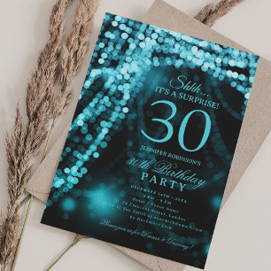 Invitation Turquoise   Fête d'anniversaire surprise 30 ans 