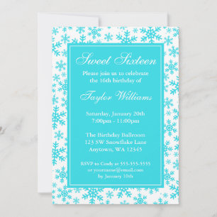 Invitation Turquoise Feu de neige Frontière Pays des merveill