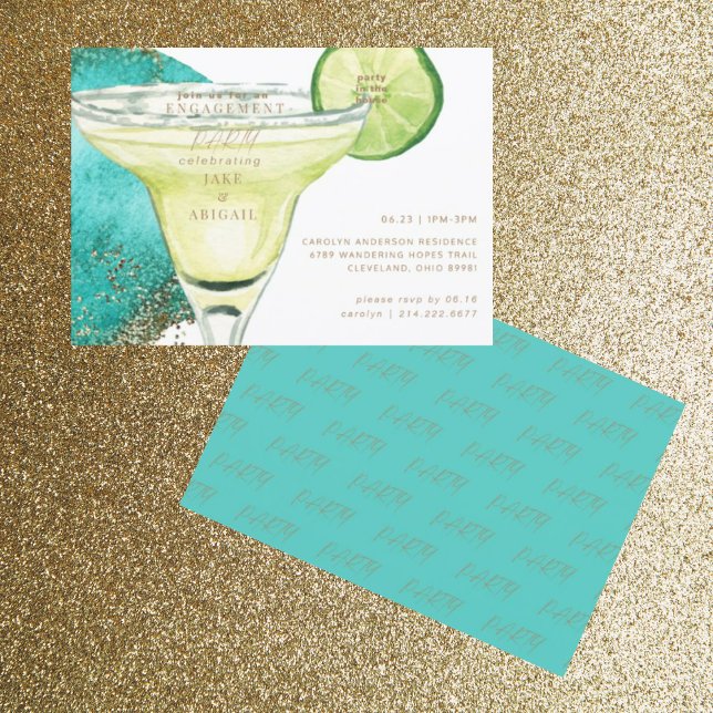 Invitation Turquoise Glam Margarita Partie d'engagement II (Créateur téléchargé)