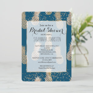Invitation Turquoise Glam Tropical Ananas Douche nuptiale