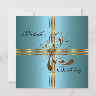 Invitation Turquoise & Gold Abstrait