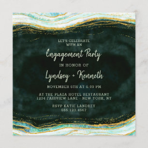 Invitation Turquoise Green & Gold Agate Geode