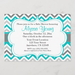 Invitation turquoise grise de Chevron