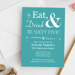 Invitation Turquoise Manger Boire Soixante-cinq 65e anniversa