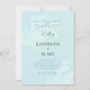 Invitation Turquoise Mariage moderne Les deux parents