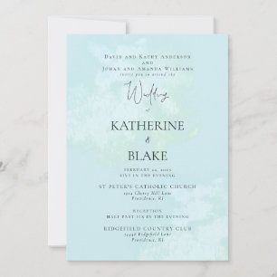 Invitation Turquoise Mariage moderne Les deux parents 2 Lieu