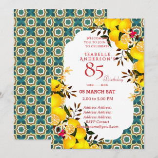Invitation Turquoise Méditerranéen Citron 85ème