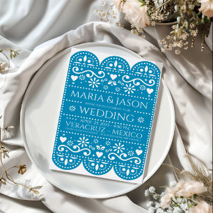Invitation Turquoise Mexicaine Papel Picado Art Populaire Mar
