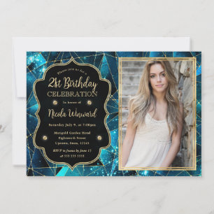 Invitation Turquoise Midnight Crystal Galaxy photo du 21e ann