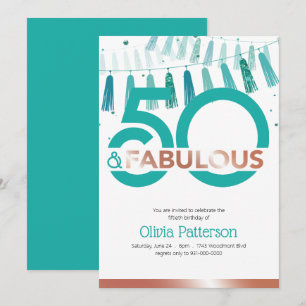 Invitation Turquoise moderne 50 et fabuleux 50 anniversaire