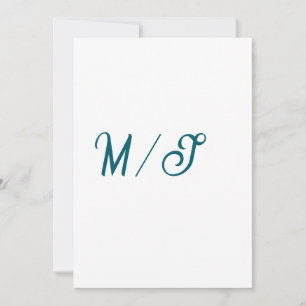 Invitation Turquoise monogramme nom de couple de mariage simp