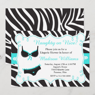 Invitation Turquoise Naughty ou Nice Lingerie Fête des mariée