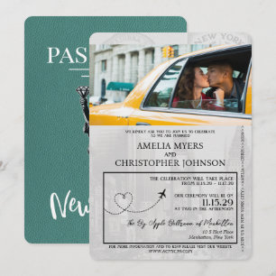 Invitation Turquoise New York City Passport Mariage