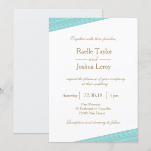 Invitation Turquoise or blanc gris gris mariage