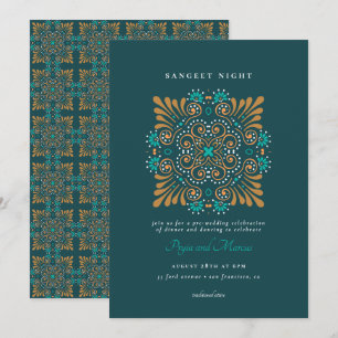 Invitation Turquoise or blanc Mandala Mehndi Sangeet
