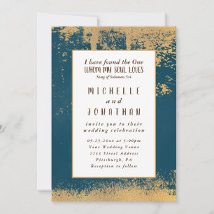 Invitation Turquoise or moderne Bible Verse Mariage chrétien