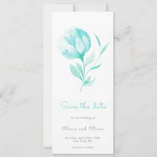 Invitation Turquoise Peonies Enregistrer la date