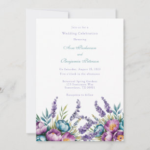 Invitation Turquoise Purple Fleur sauvage Mariage Célébration