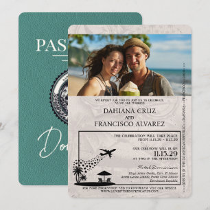 Invitation Turquoise République Dominicaine Mariage de passep