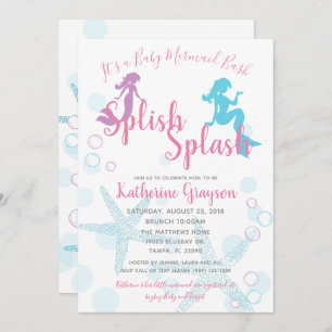 Invitation turquoise rose de baby shower de fille