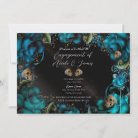 Turquoise Roses Crânes Gothique Alliance Mariage