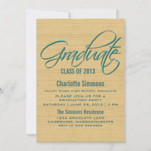 Invitation turquoise Rustic Script Graduation