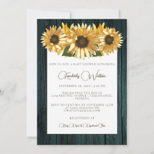 Invitation turquoise Rustique Baby shower de tourn
