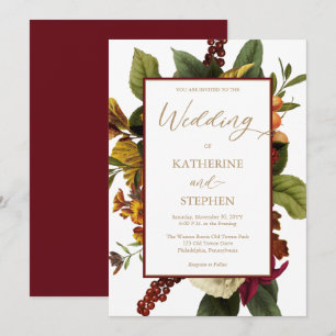 Invitation Turquoise rustique   Orange   Mariage de bouquet d