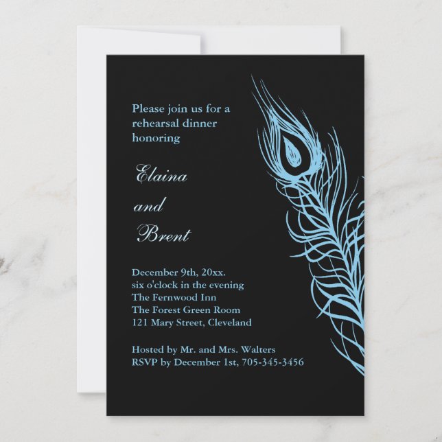 Invitation Turquoise Secouez vos plumes de queue RépétitionDî (Devant)