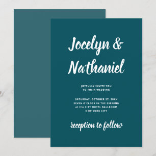 Invitation Turquoise sombre  Script simple et moderne