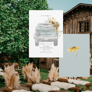 Invitation Turquoise Tournesol Mariage Cowboy Casquette