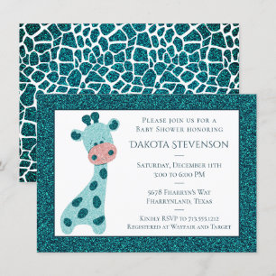 Invitation Turquoise Turquoise Giraffe Baby shower Parties sc