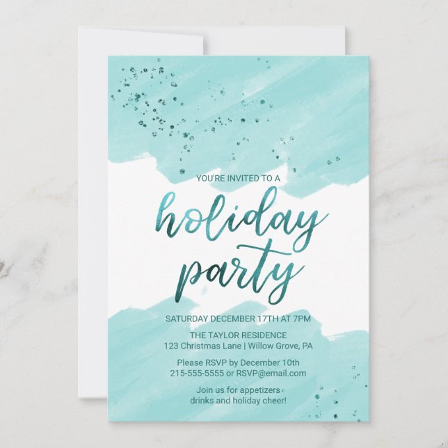 Invitation Turquoise Watercolor (Devant)