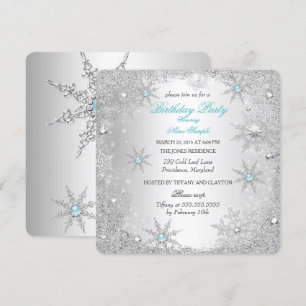 Invitation Turquoise Winter Wonderland fête d'anniversaire
