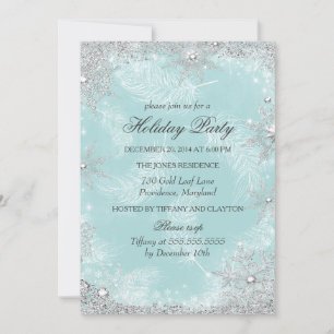 Invitation Turquoise Winter Wonderland Fête de Noël