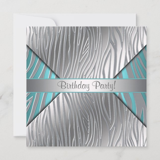 Invitation Turquoise Zebra N'importe quel numéro Brithday Inv (Devant)