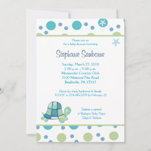 Invitation Turtle Bay 5x7 Baby shower tendance Mod Dot