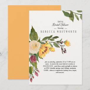 Invitation Tuscan Virtual GoldSunflower Floral Mariage